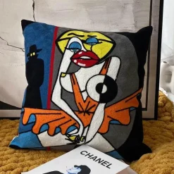 Pillow Haven Bettzeug|Wohndeko-Kissenbezüge mit abstrakter Stickerei, 45 x 45 cm, dekorative Sofa- und Autokissen