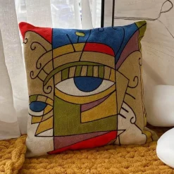 Pillow Haven Bettzeug|Wohndeko-Kissenbezüge mit abstrakter Stickerei, 45 x 45 cm, dekorative Sofa- und Autokissen