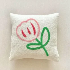 The Cushion Corner Bettzeug-Kissenbezüge mit Blumenstickerei - Weiche rosa Blumen-Überwürfe