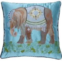 Pillow Haven Bettzeug|Wohndeko-Kissenbezüge mit Elefantenstickerei – Dekorative Sofakissen für das Wohnzimmer