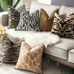 Pillow Haven Bettzeug-Kissenbezug aus beflocktem Samt mit Tigermuster und Leopardenmuster