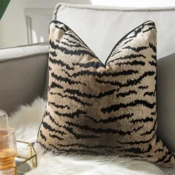 Pillow Haven Bettzeug-Kissenbezug aus beflocktem Samt mit Tigermuster und Leopardenmuster