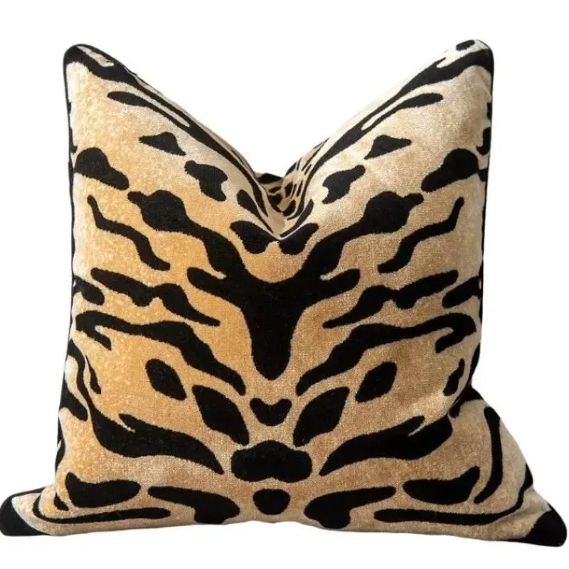 Pillow Haven Bettzeug-Kissenbezug aus beflocktem Samt mit Tigermuster und Leopardenmuster