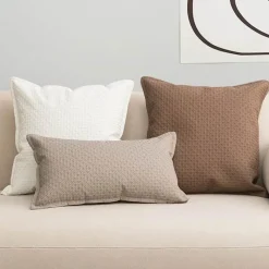 Pillow Haven Bettzeug-Kissenbezug aus Kunstleder – 45 x 45 cm, Creme, Braun, Beige, Sofa-Dekor