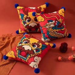 Pillow Haven Bettzeug-Kissenbezug „Drchenjhr“ 45 x 45 cm – bestickt mit Hrbll-Dekor