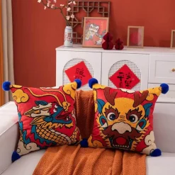 Pillow Haven Bettzeug-Kissenbezug „Drchenjhr“ 45 x 45 cm – bestickt mit Hrbll-Dekor