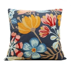 Pillow Haven Bettzeug-Kissenbezug mit Blumenstickerei - Baumwoll-Canvas-Heimdekor