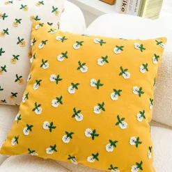 Cozy Cushions Bettzeug-Kissenbezug mit Blumenstickerei – pastoraler Wohndekor-Akzent