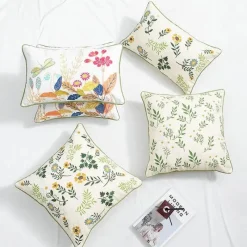 The Cushion Corner Bettzeug-Kissenbezug mit botanischem Blumenmuster – Dekorativer Kissenbezug im Landhausstil