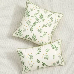 The Cushion Corner Bettzeug-Kissenbezug mit botanischem Blumenmuster – Dekorativer Kissenbezug im Landhausstil