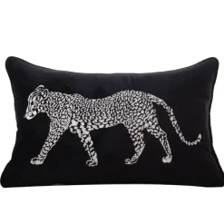 Pillow Haven Bettzeug-Kissenbezug mit goldener Leopardenstickerei – Luxuriöses Wohnzimmerdekor