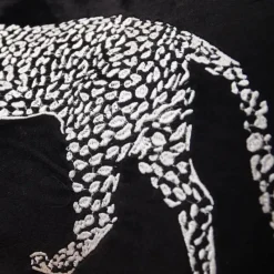 Pillow Haven Bettzeug-Kissenbezug mit goldener Leopardenstickerei – Luxuriöses Wohnzimmerdekor