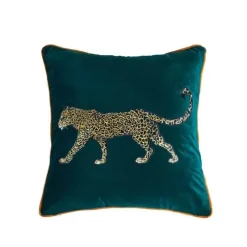 Pillow Haven Bettzeug-Kissenbezug mit Leopardenstickerei – Dekoratives Akzentkissen mit Tiermuster