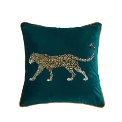 Pillow Haven Bettzeug-Kissenbezug mit Leopardenstickerei – Dekoratives Akzentkissen mit Tiermuster