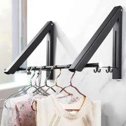 The Blissful Bath Badezimmer-Klappbarer Wandkleiderständer – Platzsparender Wäsche-Organizer