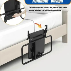 Cozy Living Mobilitäts- Und Support-Tools|Gesundheits-Gadgets-Klappbares Bett-Sicherheitsgeländer mit Tisch - Stützhilfe für ältere Menschen