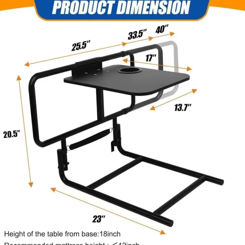 Cozy Living Mobilitäts- Und Support-Tools|Gesundheits-Gadgets-Klappbares Bett-Sicherheitsgeländer mit Tisch - Stützhilfe für ältere Menschen