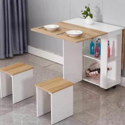 Comfort u0026 Style Möbel-Klappbares Esstisch-Set mit Rollen – Moderne, platzsparende Möbel