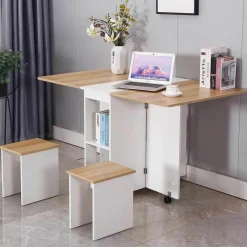 Comfort u0026 Style Möbel-Klappbares Esstisch-Set mit Rollen – Moderne, platzsparende Möbel