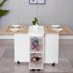 Comfort u0026 Style Möbel-Klappbares Esstisch-Set mit Rollen – Moderne, platzsparende Möbel