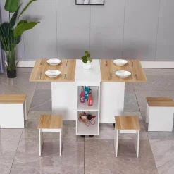 Comfort u0026 Style Möbel-Klappbares Esstisch-Set mit Rollen – Moderne, platzsparende Möbel