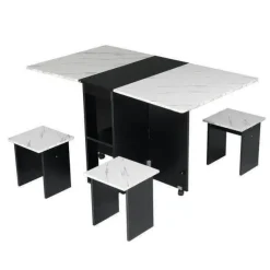 Comfort u0026 Style Möbel-Klappbares Esstisch-Set mit Rollen – Moderne, platzsparende Möbel