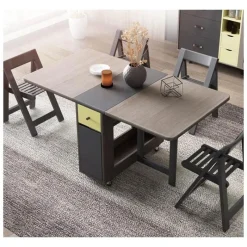 Comfort u0026 Style Möbel-Klappbares rechteckiges Esstisch-Set – elegante, platzsparende Möbel