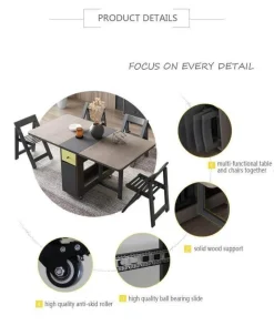 Comfort u0026 Style Möbel-Klappbares rechteckiges Esstisch-Set – elegante, platzsparende Möbel