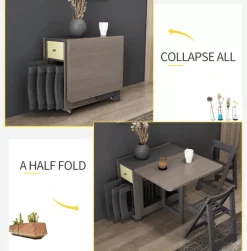 Comfort u0026 Style Möbel-Klappbares rechteckiges Esstisch-Set – elegante, platzsparende Möbel