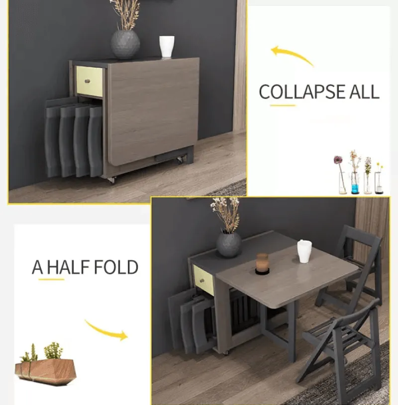 Comfort u0026 Style Möbel-Klappbares rechteckiges Esstisch-Set – elegante, platzsparende Möbel