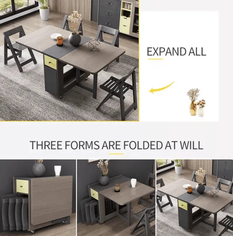 Comfort u0026 Style Möbel-Klappbares rechteckiges Esstisch-Set – elegante, platzsparende Möbel