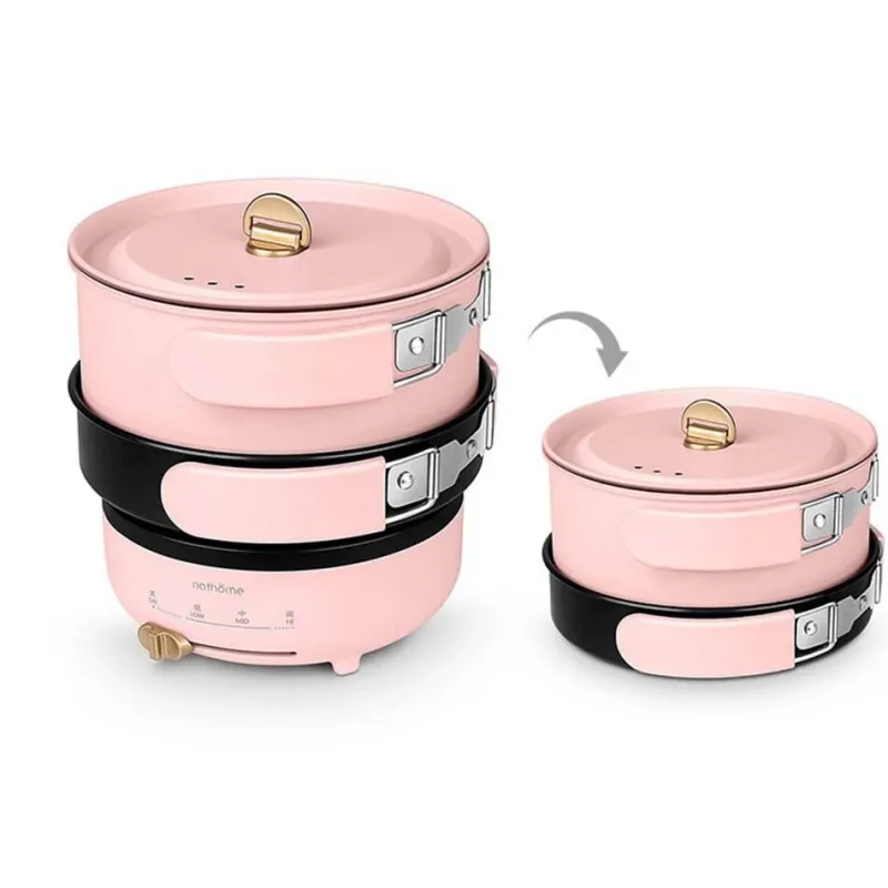 The Decor Haven Camping-Werkzeuge|Camping Im Freien-Kompakter elektrischer Reisekocher – Tragbarer Kochtopf