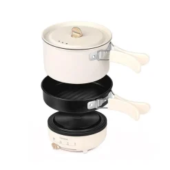 The Decor Haven Camping-Werkzeuge|Camping Im Freien-Kompakter elektrischer Reisekocher – Tragbarer Kochtopf