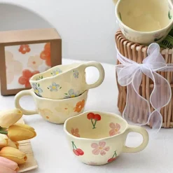 Plates u0026 More Küche & Esszimmer-Koreanische Keramik-Blumentasse - Handgeknöpfte Kaffee- und Teetasse