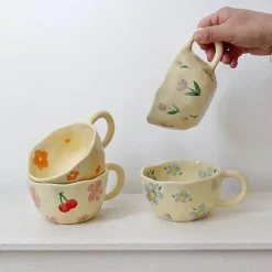 Plates u0026 More Küche & Esszimmer-Koreanische Keramik-Blumentasse - Handgeknöpfte Kaffee- und Teetasse