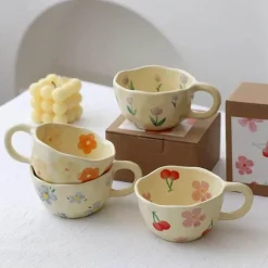 Plates u0026 More Küche & Esszimmer-Koreanische Keramik-Blumentasse - Handgeknöpfte Kaffee- und Teetasse