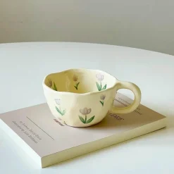 Plates u0026 More Küche & Esszimmer-Koreanische Keramik-Blumentasse - Handgeknöpfte Kaffee- und Teetasse