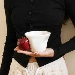 Brew Bliss Küche & Esszimmer-Kreative 3D-Kaffeetasse – Bananen-Apfel-Griffdesign