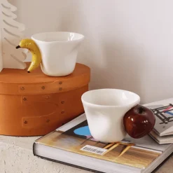 Brew Bliss Küche & Esszimmer-Kreative 3D-Kaffeetasse – Bananen-Apfel-Griffdesign