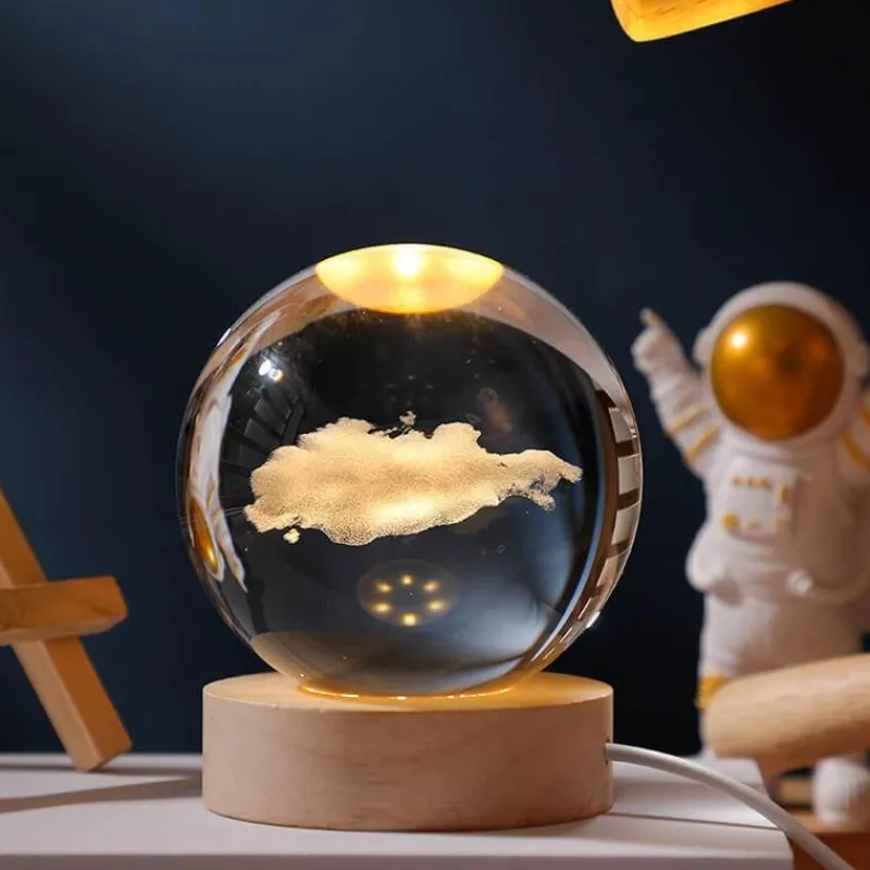Bright Accents Beleuchtung-Kristallkugel-Nachtlicht – LED-Wohndekor-Akzent