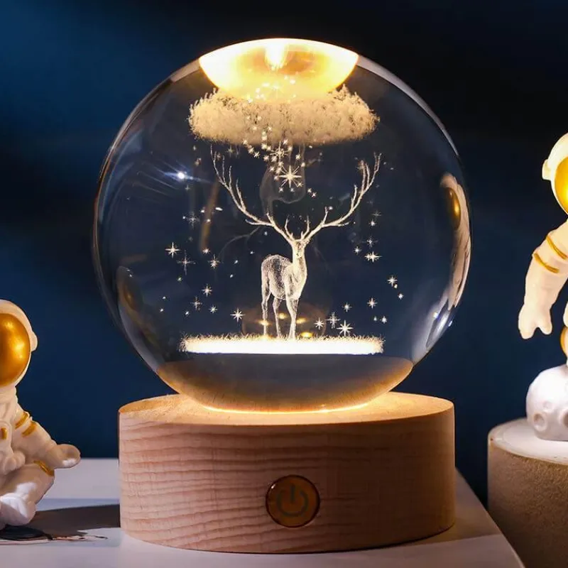 Bright Accents Beleuchtung-Kristallkugel-Nachtlicht – LED-Wohndekor-Akzent