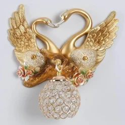 Bright Accents Beleuchtung-Kristallschwanen-Wandleuchte – Elegante dekorative Beleuchtung