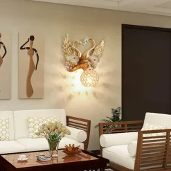 Bright Accents Beleuchtung-Kristallschwanen-Wandleuchte – Elegante dekorative Beleuchtung