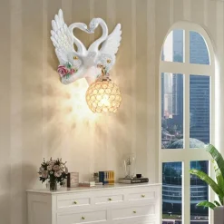 Bright Accents Beleuchtung-Kristallschwanen-Wandleuchte – Elegante dekorative Beleuchtung