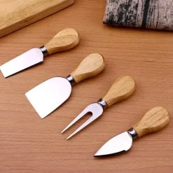 Tom Küche & Esszimmer-Käsemesser-Set aus Edelstahl – Werkzeuge mit Holzgriff