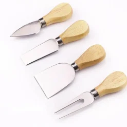 Tom Küche & Esszimmer-Käsemesser-Set aus Edelstahl – Werkzeuge mit Holzgriff