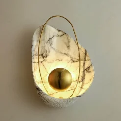 Glow Haven Beleuchtung-Küsten-Marmor-Muschel-Wandlampe – Elegante Strandbeleuchtung