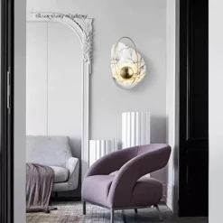 Glow Haven Beleuchtung-Küsten-Marmor-Muschel-Wandlampe – Elegante Strandbeleuchtung
