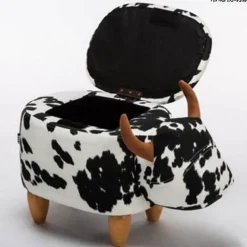 Cozy Living Möbel|Wohndeko-Kuh-Ottomane – Dekorativer Aufbewahrungshocker