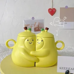 Brew Bliss Küche & Esszimmer-Kuschelbirne Keramik-Duo-Tasse – Süßes dekoratives Trinkgeschirr